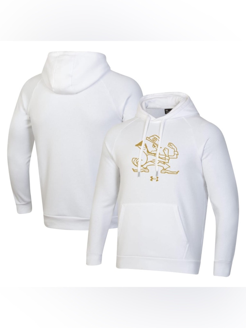 Men's Under Armour White Notre Dame Fighting Irish Leprechaun Gold Rush sz L